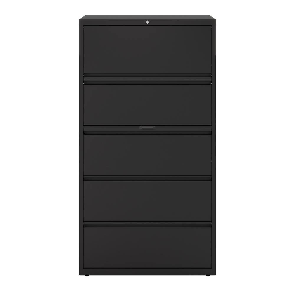 Hirsh 36 in. W 5-Drawer Black Metal Lateral File Cabinet for Home