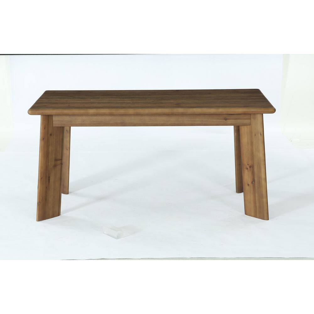 Halseey Brown 62.99 in Solid Wood Rectangular Pedestal Dinner Kitchen Dining Table Seats 6 Heavy Duty Simple Open Back