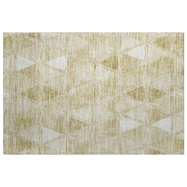 Dream Shag Premium Machine Washable Abstract ADS722 Khaki 3 ft. x 4 ft. Area Rug
