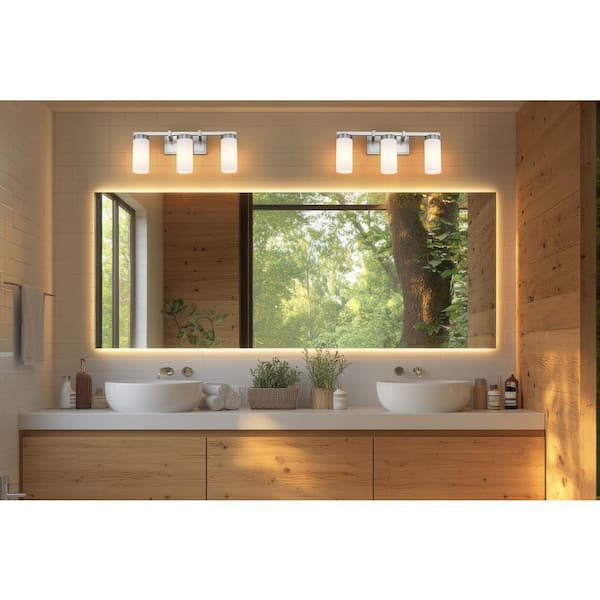 Danica 20.5 in. 3 Light Brushed Nickel Vanity Light with White Glass Shade
