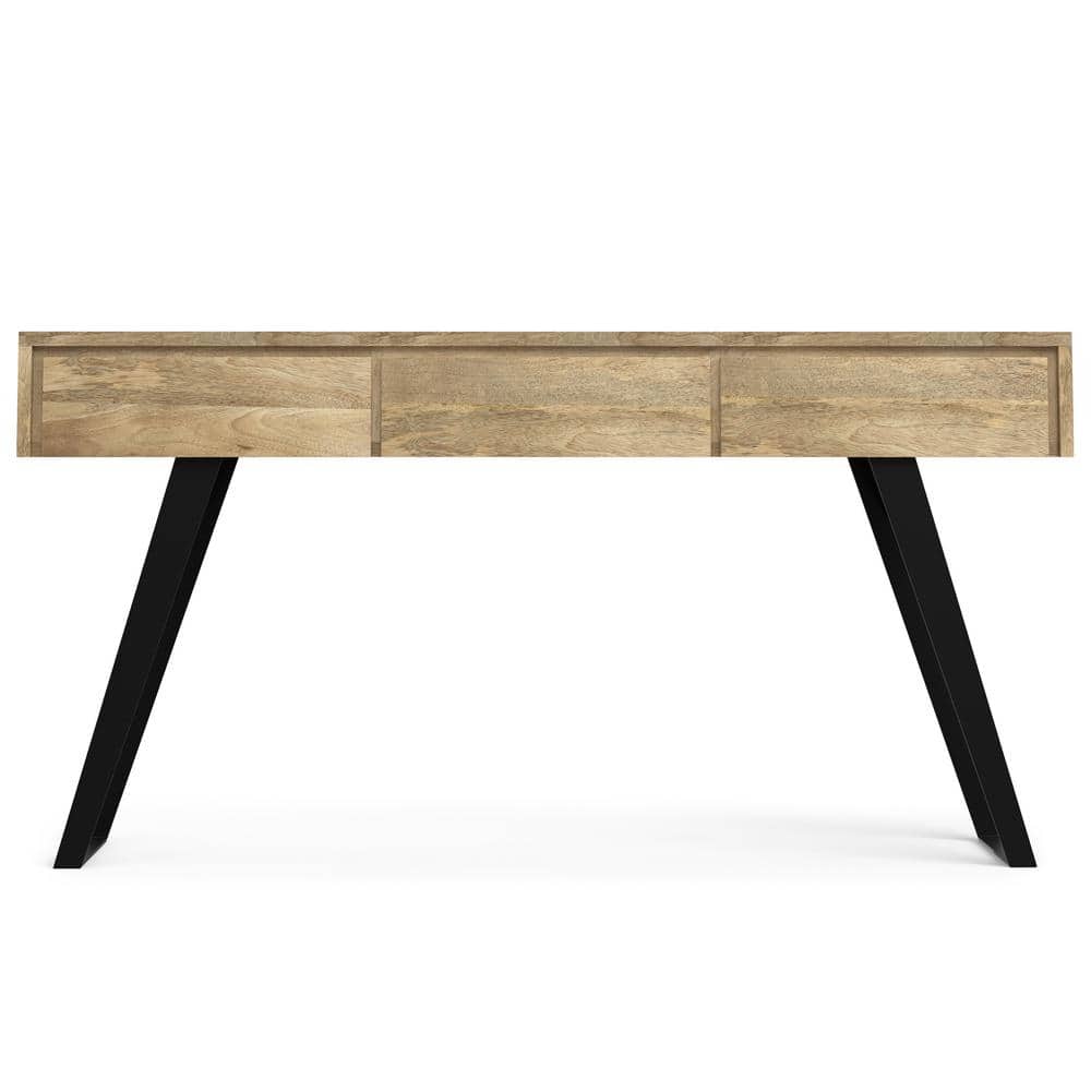 Natural Mango Wood and Metal Console Table with Storage