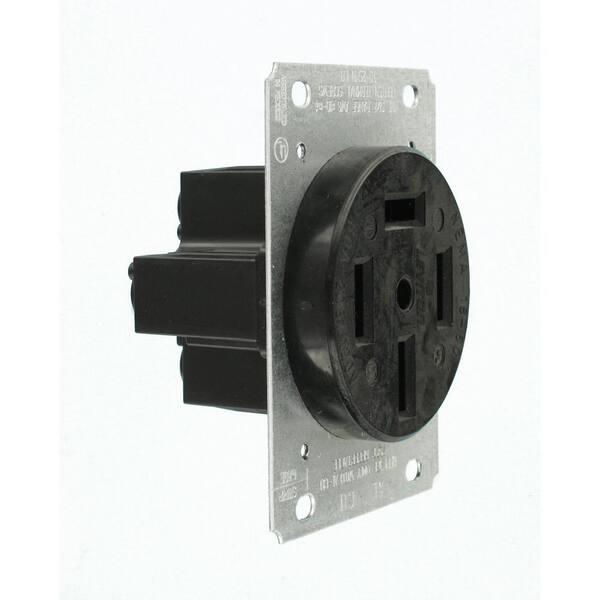 Leviton 60 Amp 1 8 Volt Flush Mounting Non Grounding Outlet Black 60 The Home Depot