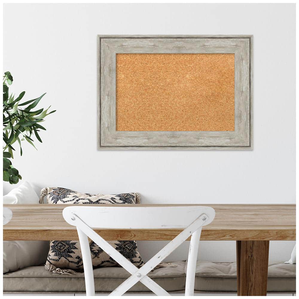 Crackled Metallic Framed Natural Cork Bulletin Board