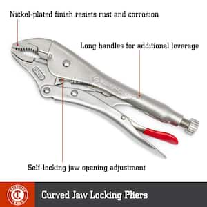 Curved Jaw Locking Plier Set with Wire Cutter and Hex Ready Adjusting Screw (3-Piece)
