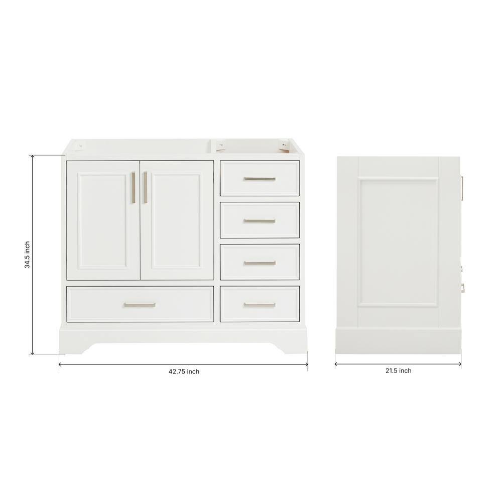 Stafford White Solid Wood 42.75" Freestanding Bathroom Vanity Cabinet