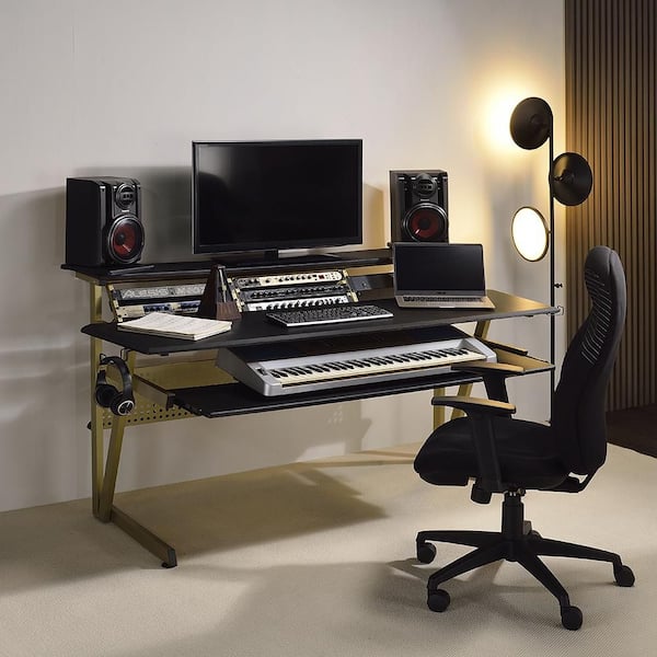 Acme Furniture Saida 32 in. Rectangular Black Finish No Drawer Desk with Keyboard Tray