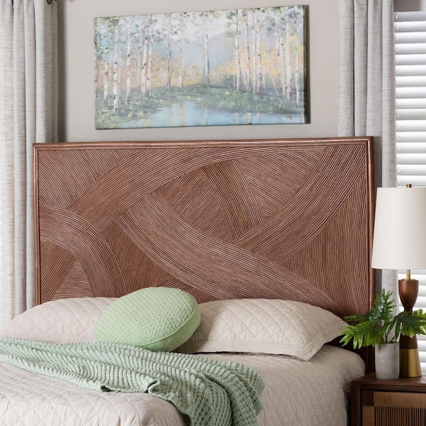 Elettra Dark Brown Rattan King Standalone Headboard