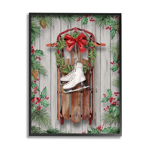 Stupell Industries Winter Ice Skates and Sled by Conrad Knutsen 1-Piece Framed Graphic Print Nature Poster Art Print 30 in. x 24 in.