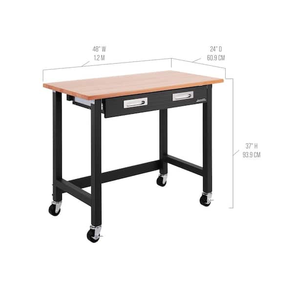 Seville Classics 48 in. W x 25 in. D 1-Drawer Wood Top Workbench