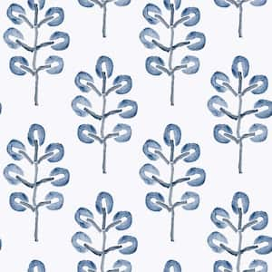 Plum Tree Blue Botanical Matte Pre-Pasted Paper Strippable Wallpaper