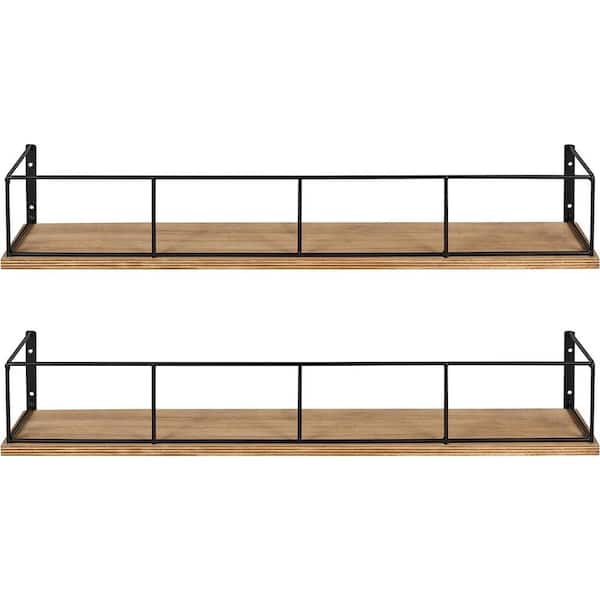 Dyiom 24 in. W x 4 in. H x 4 in. D  Rustic Brown and Black Over The Toilet Storage Bathroom Shelves,  with Adjustable Shelves