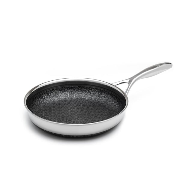 Unbranded Diamond Clad 10 in. Hybrid Nonstick Stainless Steel Frying Pan, Dishwasher Safe, PFOA-Free - Silver/Black