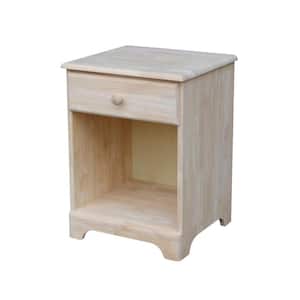 1-Drawer Unfinished Wood Nightstand