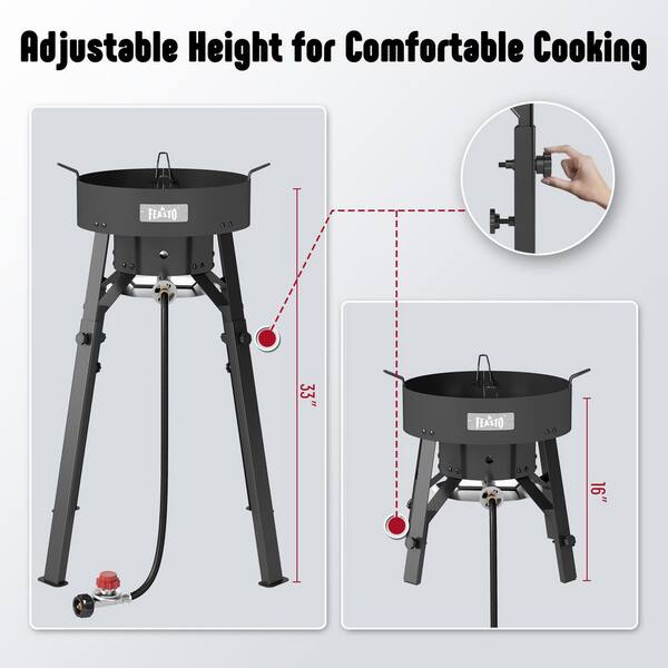 FEASTO 23 Stainless Steel Concave Comal Set with 58,000 BTU Propane  Burner Camping Stove and Stand B2BMS2301