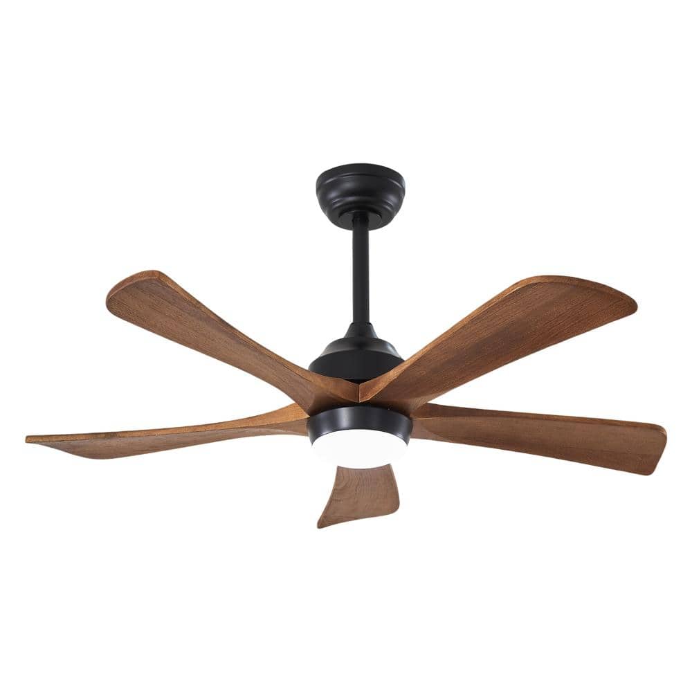 42 in. Indoor/Outdoor Black with Brown Wood Blades Downrod Mount Standard Ceiling Fan with LED Light and Remote Control price history on PriceWatchPro