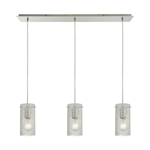 Titan Lighting Ice Fragments 3-Light Linear Satin Nickel Pendant