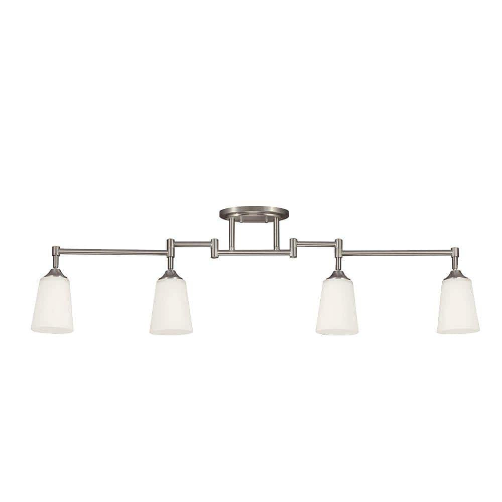 Generation Lighting 4-Light Brushed Nickel Track Lighting Kit with Satin White Glass