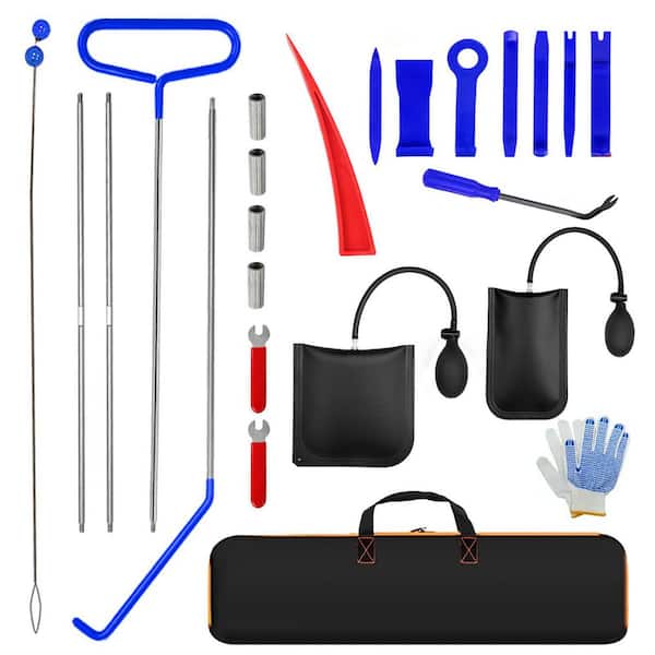 68 in. Hook J-Hook Portable Car Tool Set 25 Stainless Steel Mixed Fifth Wheel Pin Handle in Blue