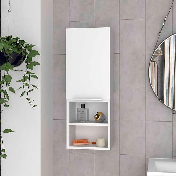 Anky 11.8 in. W x 10.04 in. D x 32.17 in. H Bathroom Storage Wall Cabinet in White, Medicine Cabinet