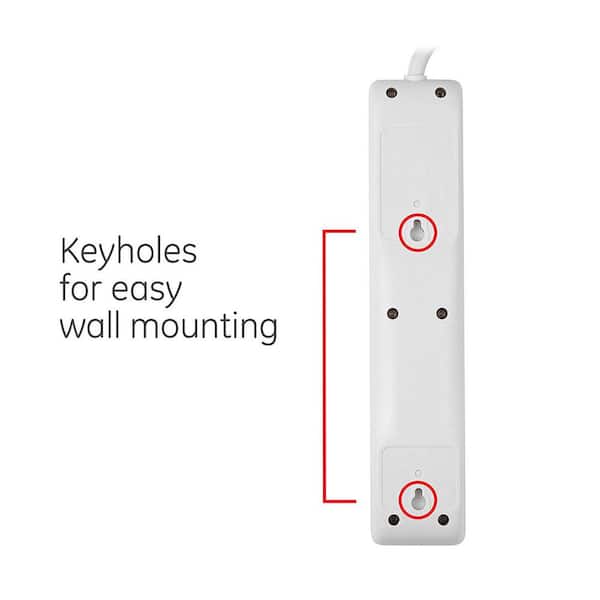 GE 6-Outlet Surge Protector with 4 ft. Cord, White 33658 - The