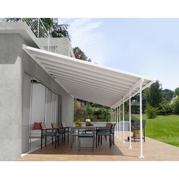 Feria 13 ft. x 40 ft. White/White Aluminum Patio Cover