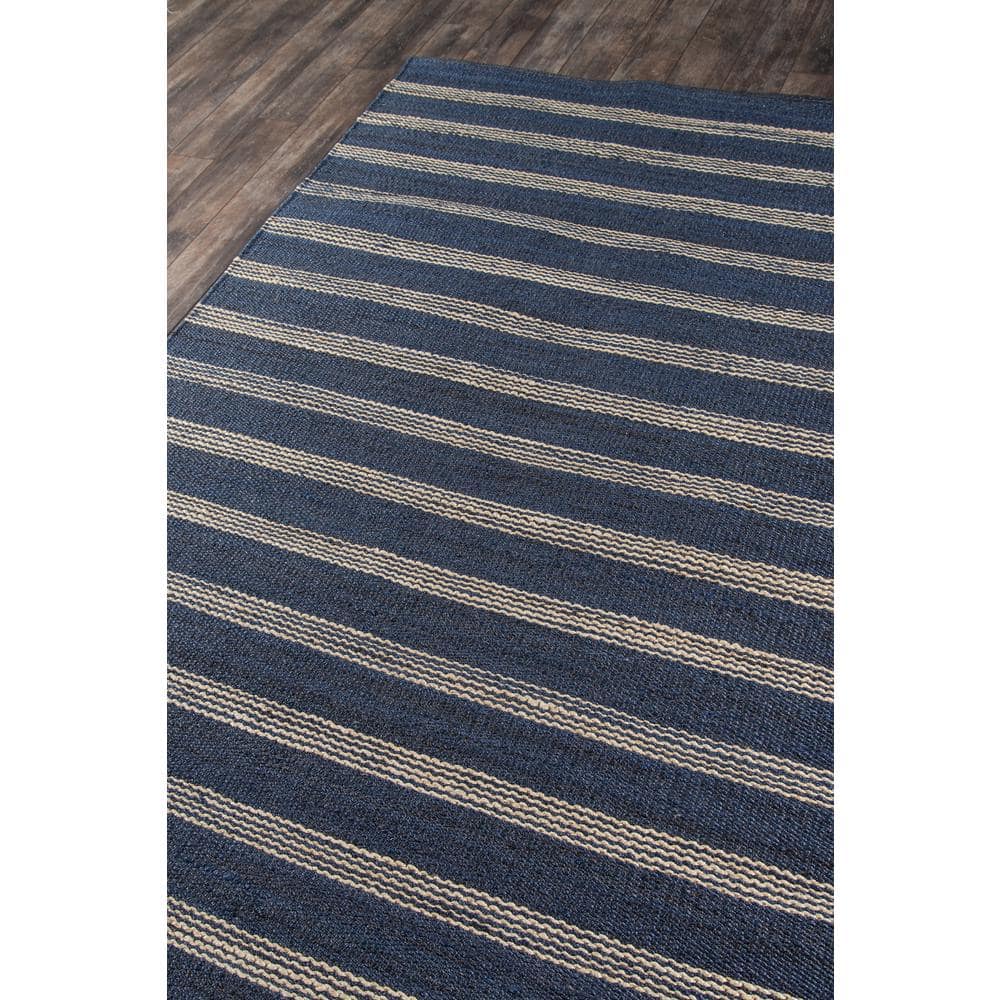 Handmade Navy Stripe 5' x 7' Jute Area Rug