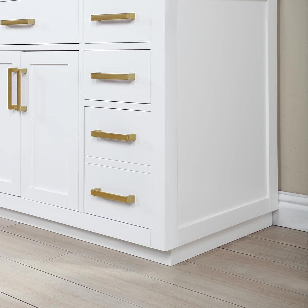 Gavino 84" White Wood Vanity with Composite Stone Top and Mirror