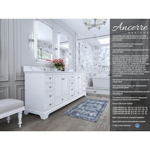 Audrey 84 in. W x 22 in. D x 34.3 in. H Double Sinks Bath Vanity in White with Calacatta Quartz Top