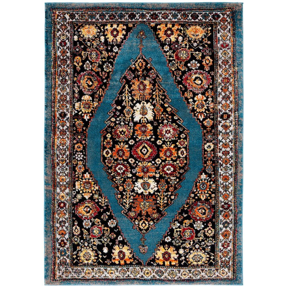 Vintage Hamadan 7 ft. x 9 ft. Blue/Black Geometric Medallion Area Rug price history on PriceWatchPro