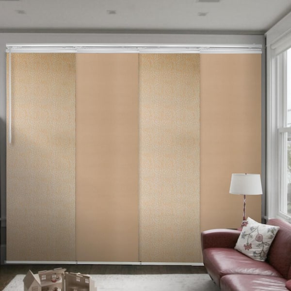 EMOH Beachy 48 in. - 88 in. W x 94 in. L Adjustable 4- Panel Satin Nickel Single Rail Panel Track with 23.5 in. Slates
