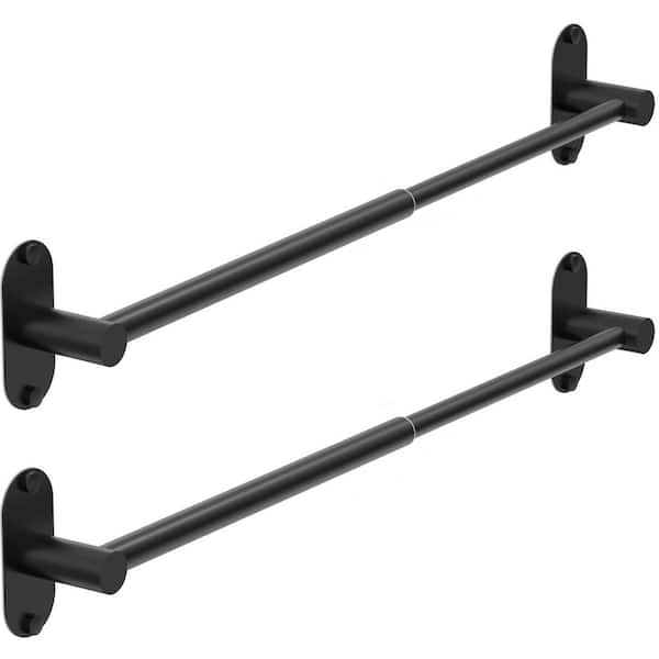 2-Pack Adjustable 14.4 in. to 25.2 in. Matte Black Towel Bar, Stainless Steel Towel Rack for Bathroom and Kitchen