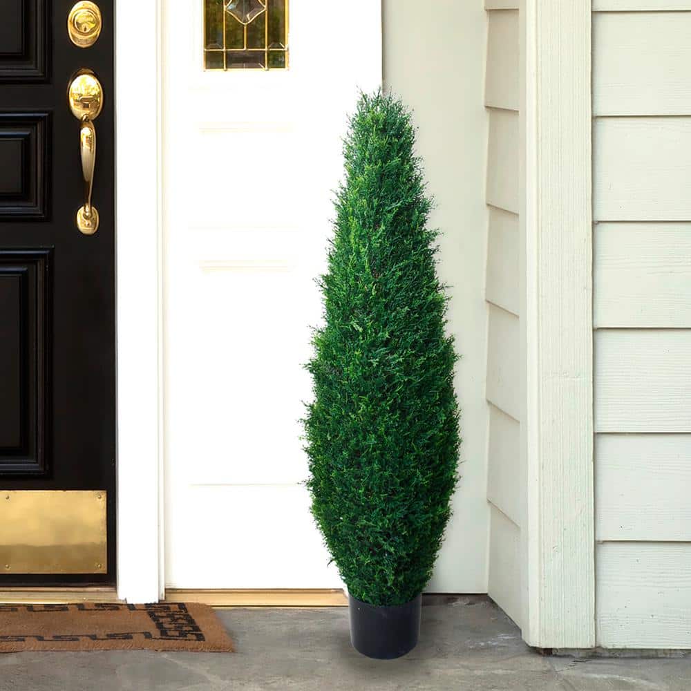 41-Inch Faux Potted Cypress Tree with Black Plastic Pot