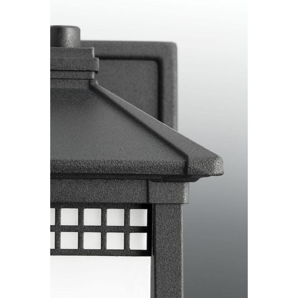 Black Aluminum Outdoor Wall Lantern with Etched Glass Shade