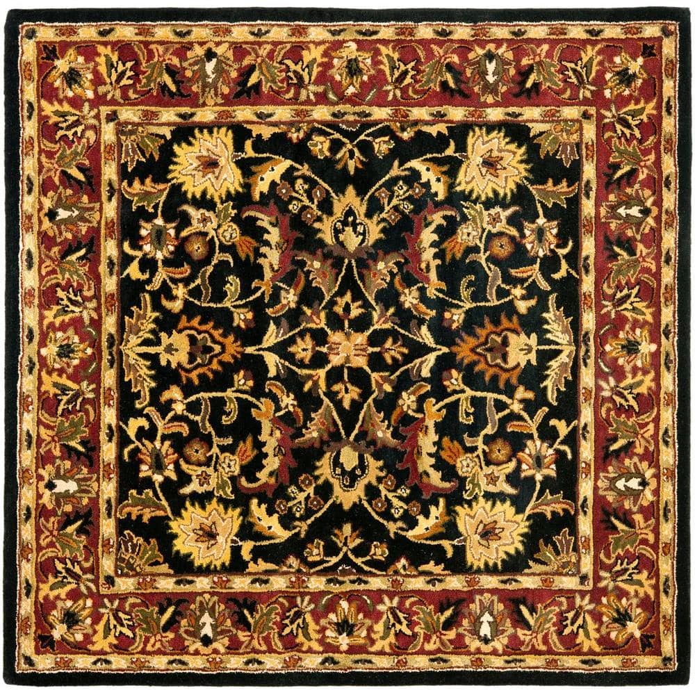 Heritage Black and Red Hand-Tufted Wool Square Rug