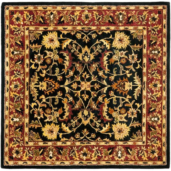 SAFAVIEH Heritage Black/Red 4 ft. x 4 ft. Square Border Area Rug