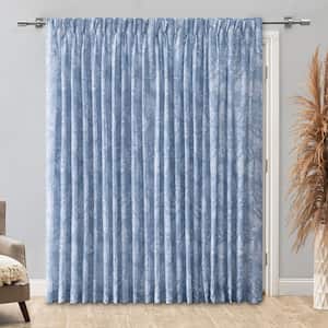 Wild Meadows Blue Polyester Floral 100 in. W x 84 in. L Pinch Pleat Patio Sheer Curtain (Single Panel)