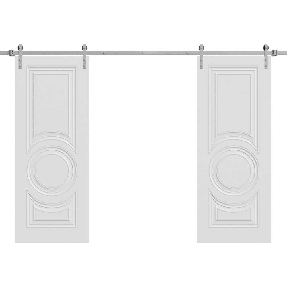 7801 56 in. x 80 in. Solid Core White Color Wood Sliding Barn Door with Hardware Kit price history on PriceWatchPro