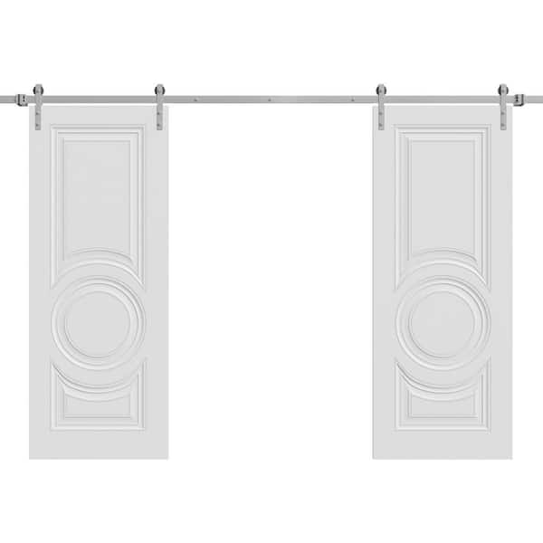 7801 84 in. x 96 in. Sold Core White Color Wood Sliding Barn Door with Hardware Kit