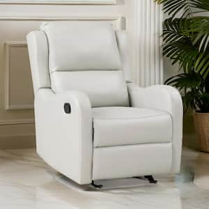 Off White Faux Leather Manual Glider Recliner