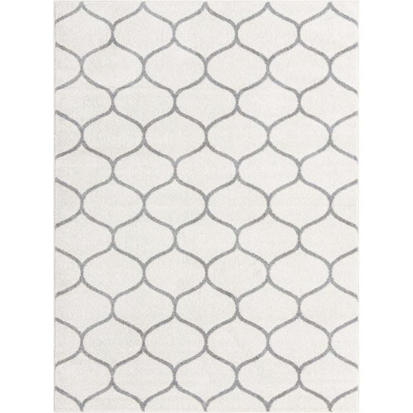 Unique Loom Trellis Frieze Rounded Ivory 9' 0 x 12' 0 Area Rug