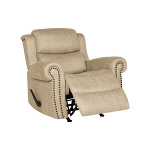 40 in. Width Big and Tall Distressed Latte Tan Fabric Rocking 3 Position Recliner