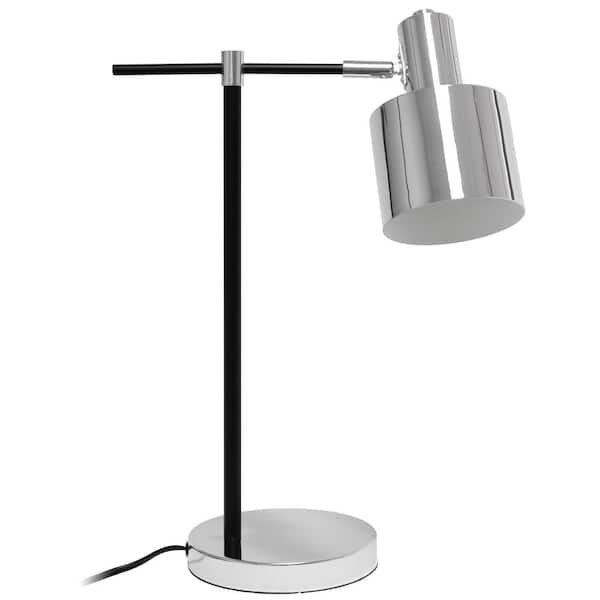Simple Designs 21.8 in. Chrome Metal Table Lamp