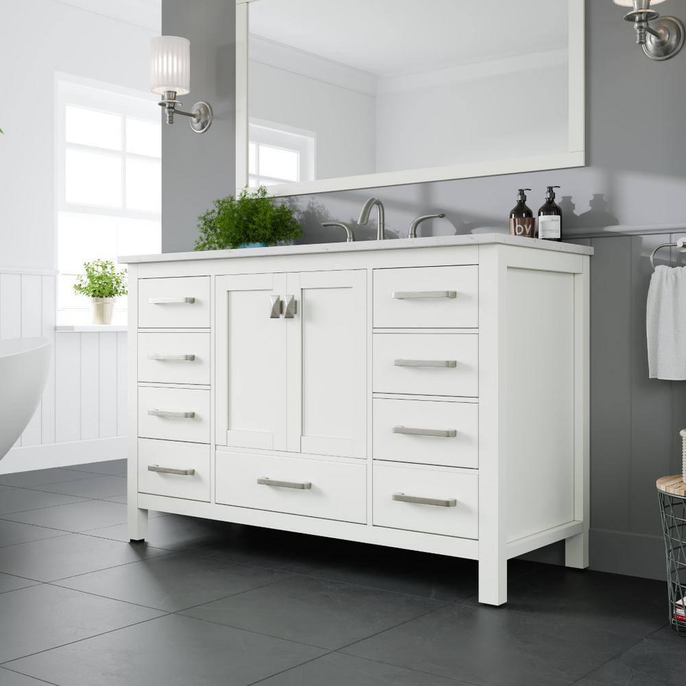 Aberdeen 42" White Marble Single Bathroom Vanity