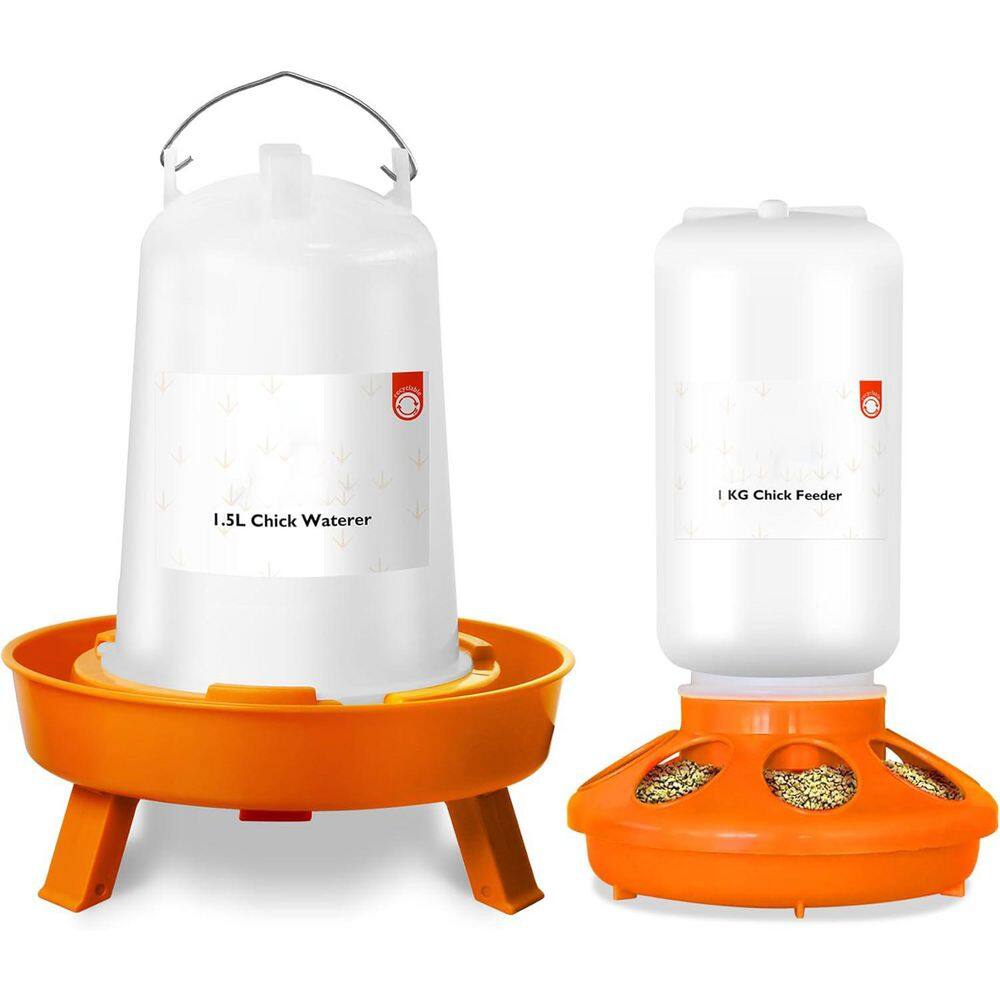 1L Chick Feeder 1.5L Waterer Kit with Adjustable Heights Anti-Tip Design for Chicks Ducks Quails Durable Plastic price history on PriceWatchPro