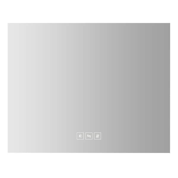 BWE 48 in. W x 32 in. H Large Rectangular Frameless Anti-Fog LED Light Dimmable Wall Bathroom Vanity Mirror in Silver