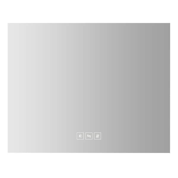 HOMEMYSTIQUE 48 in. W x 32 in. H Large Rectangular Frameless Anti-Fog LED Light Dimmable Wall Bathroom Vanity Mirror in Silver