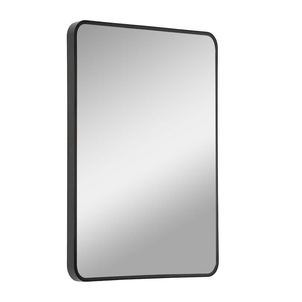 24 in. W x 36 in. H Rounded Corner Rectangular Aluminum Framed Wall Bathroo