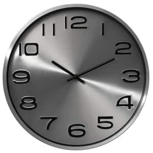Modern Decorative Aluminum Round Wall Clock For Living Room, Kitchen, Dining Room, Silver
