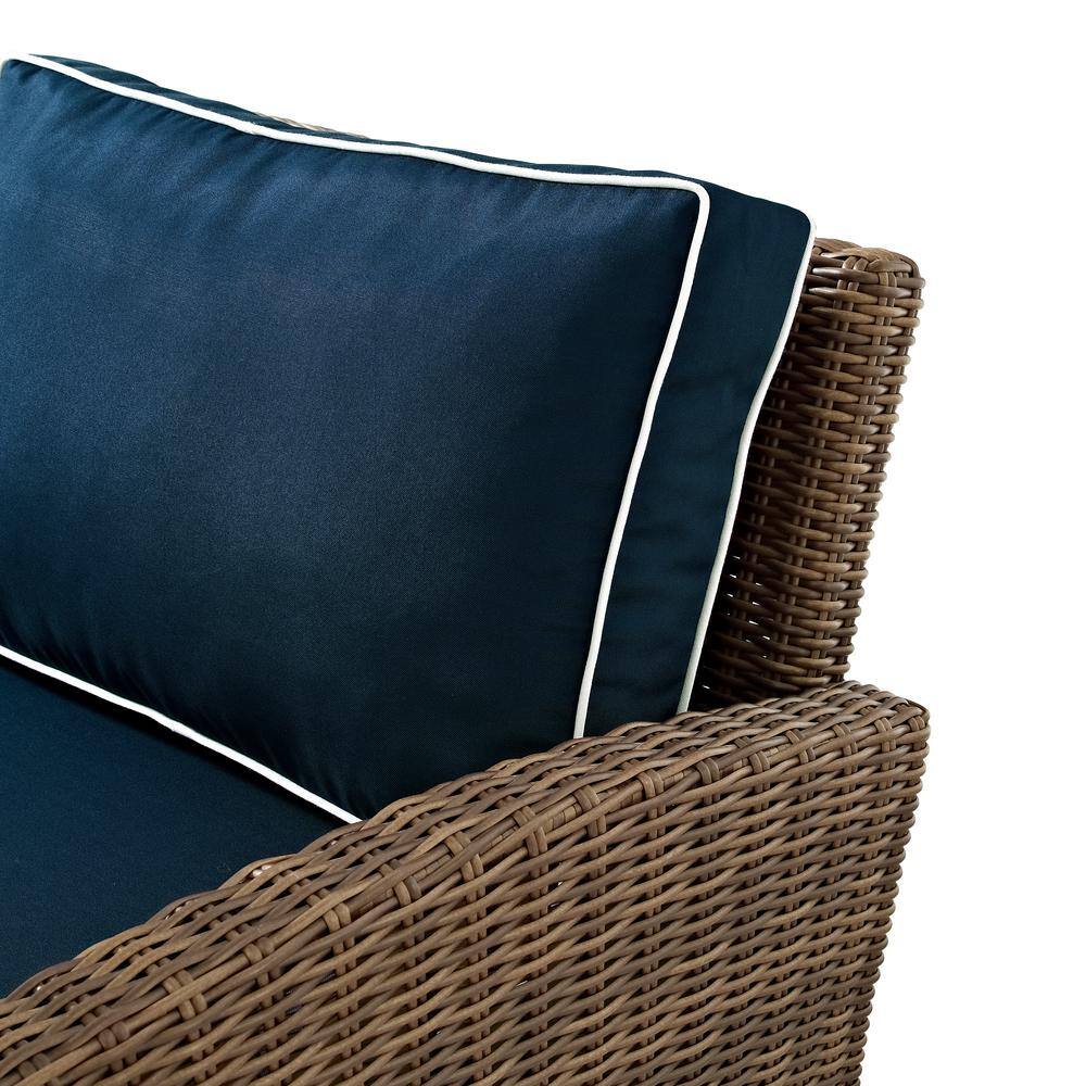 Bradenton Navy and Brown Outdoor Wicker Loveseat