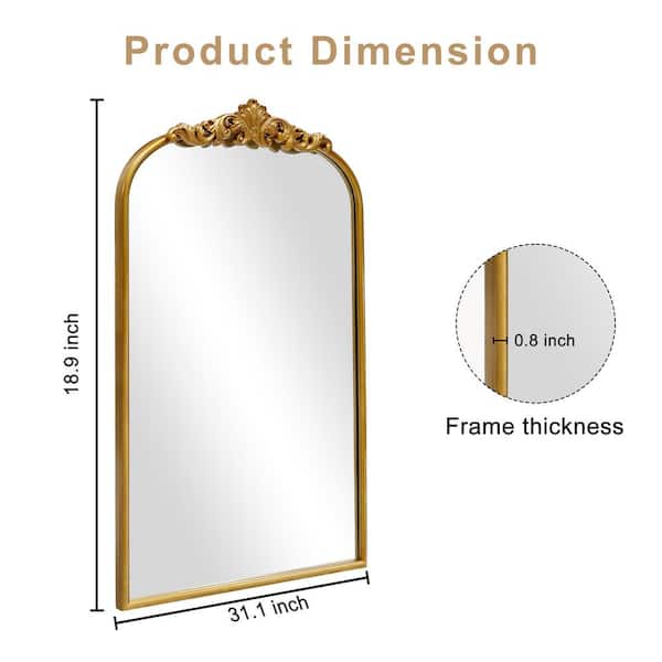 Sxiawe 18.9 in. W x 31.1 in. H Baroque Classic Antique Gold Arched